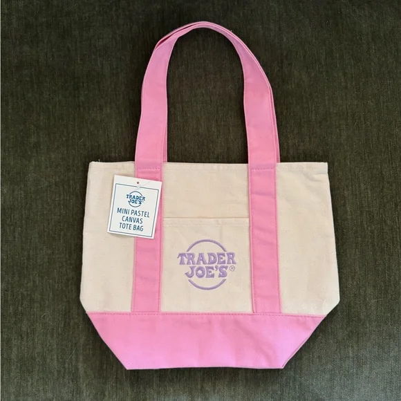 Trader Joe’s Mini Pastel Canvas Tote Bag - Picture 1 of 1